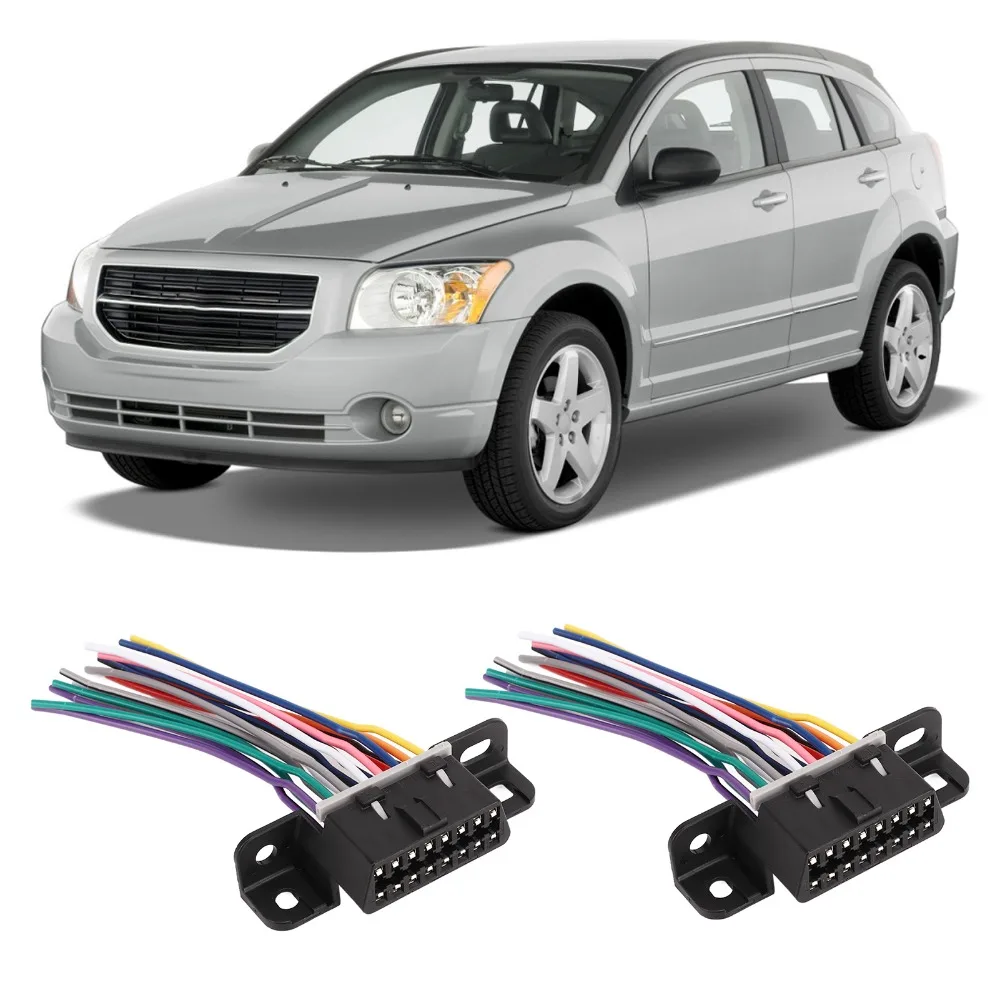 2PCS 16 Pin OBD2 Female Connector Open Pigtail Universal Diagnostic Connector Harness Female Plug Extension Cable Harness