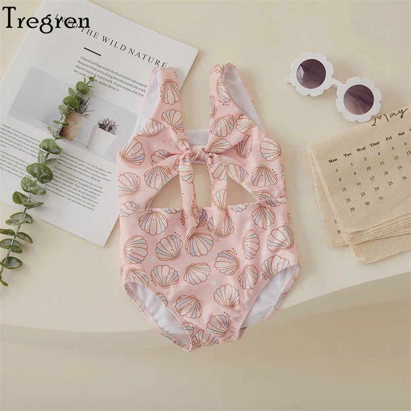 Toddler Baby Girls Floral/Shell Print Swimsuit 6