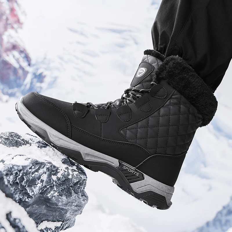 

Men’s 2025 Insulated Snow Boots, Faux Fur Lined & Anti-Skid, Perfect for Veterans Day & Skiing or Snowboarding