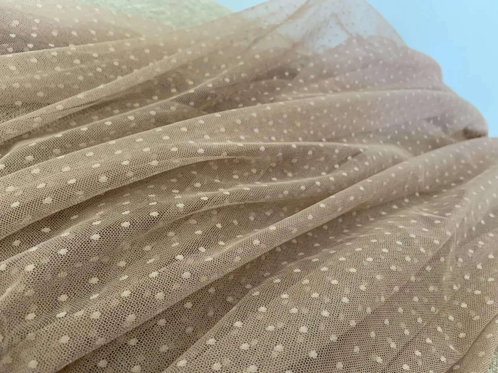 Brown Polka Dots Gauze Lace Fabric Points Netting for Clothing,Tutu Dress Decor,Shirt by Yards