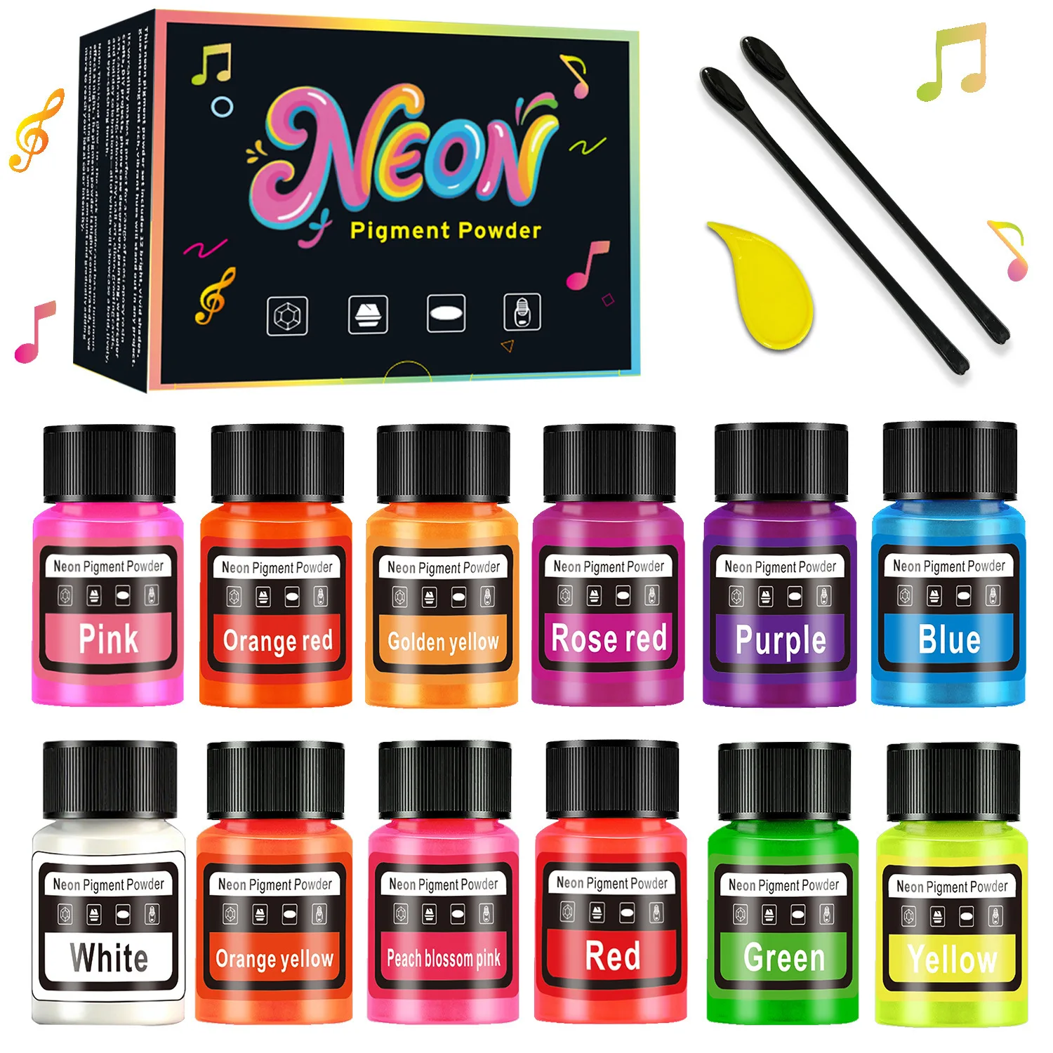 12Color /setNeon Fluorescent Powder Kit 20ml Oil Water DualUse for DIY Resin Crafts PrintingArt Pigments,Jewelry Making Supplies