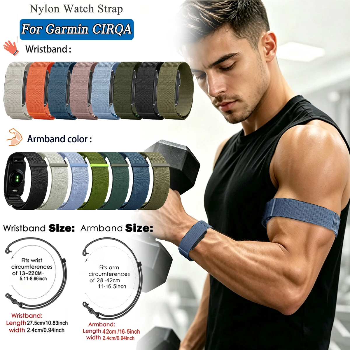 Original 1:1 Nylon Arm/Ankle Wristband for Garmin CIRQA Smart Band Breathable Adjustable Sports Bracelet Correa For Garmin CIRQA
