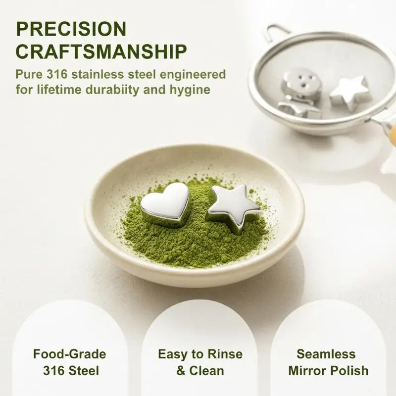 Stainless Steel Matcha Sifter Rolling Beads Food Safe Flower Design Easy Clean for Kitchen Tea Ceremony Accessories