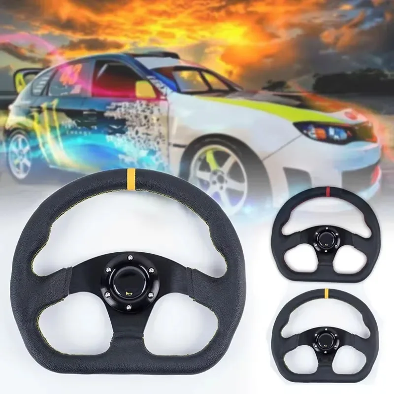320mm/13 Inch Flat Steering Wheel Aluminium+PVC Drift Simulation Racing Game Steering Wheel Universal