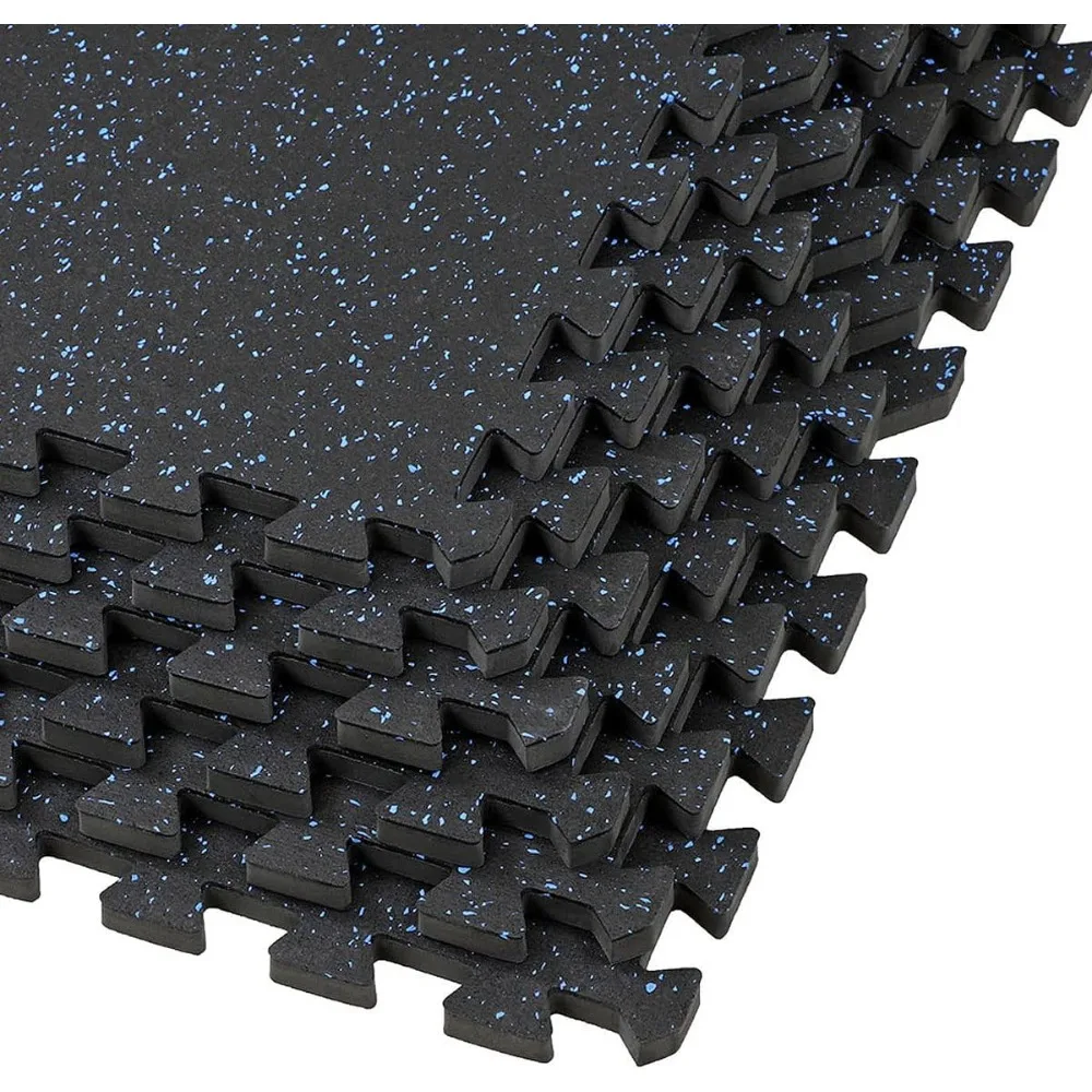 

1/2" Thick 48 sq ft (12 Tiles) Interlocking Rubber Top EVA Foam Exercise Mat | Home Gym Mats Workout Flooring Tiles for Gyms