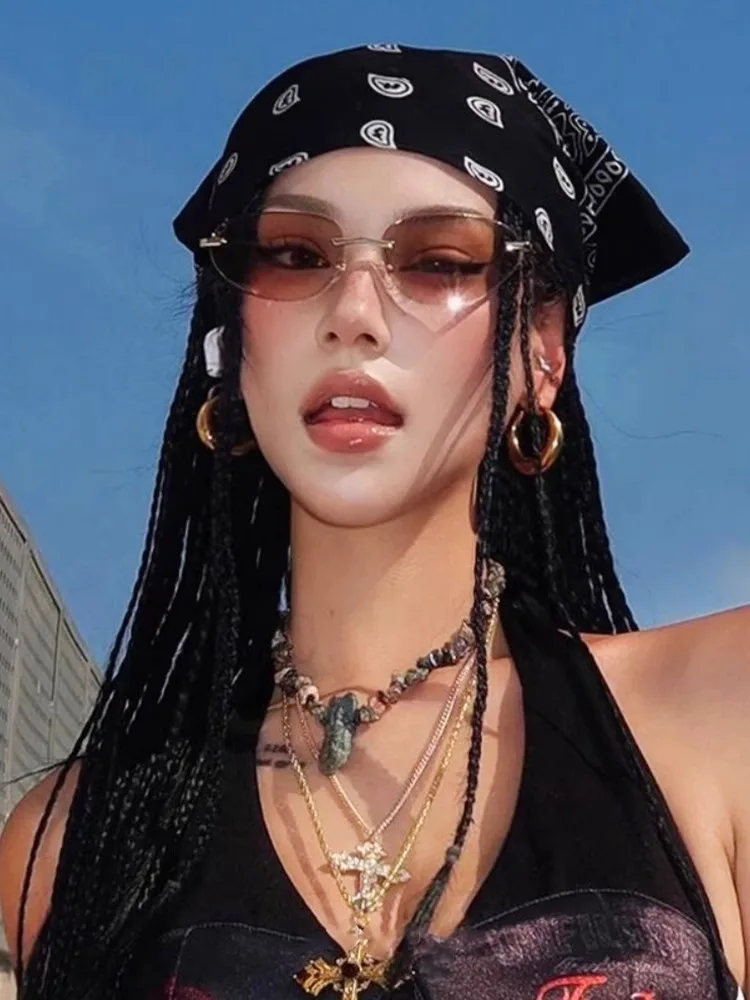 ربطة شعر نسائية عصرية بتصميم زهرة الكاجو على طراز Y2K ميلينيوم بانك، عصابة رأس أنيقة بأسلوب الهيب هوب، قبعة دائرية للتبادل ال... #1