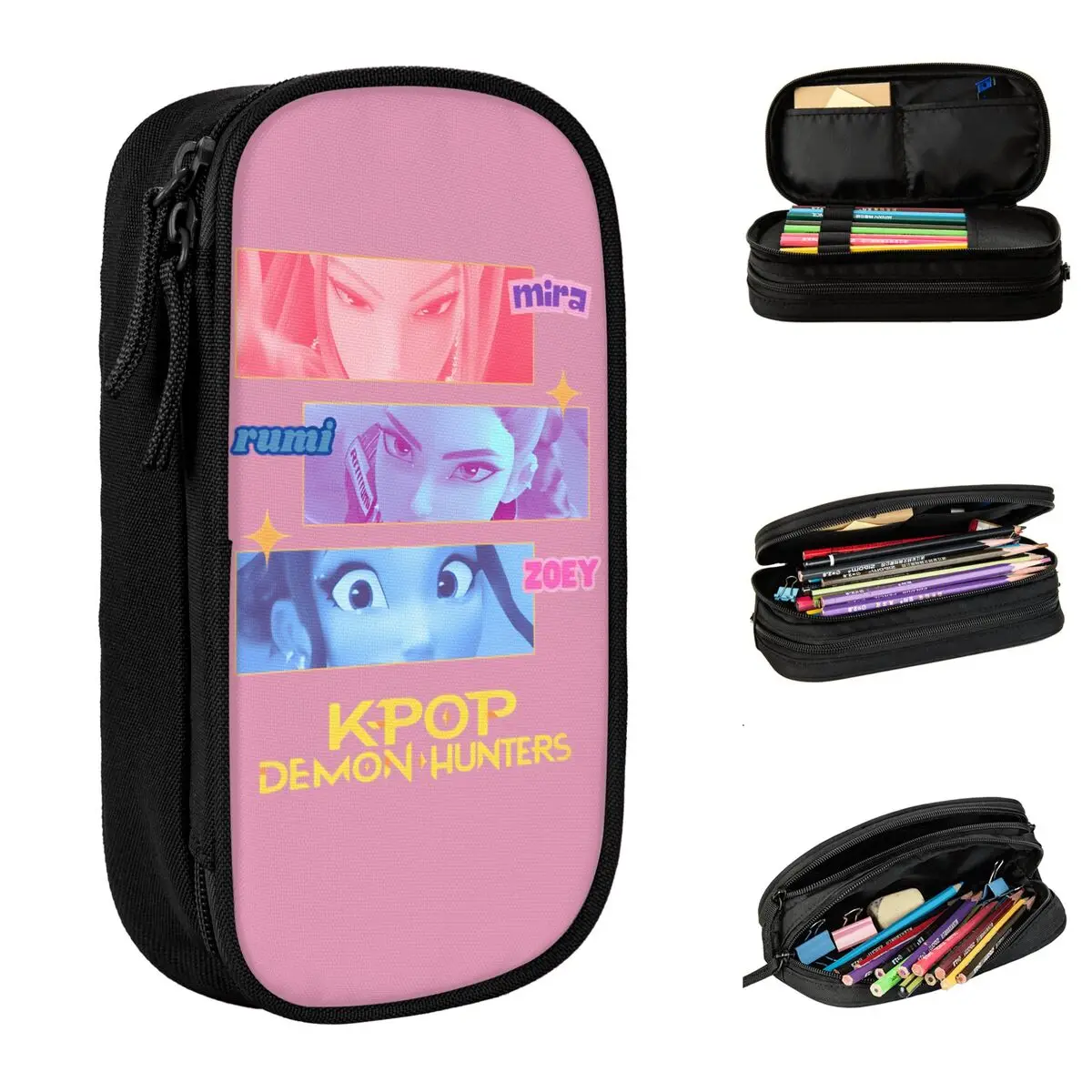 

Huntrix Kpop Demon Hunters Fans Art Pencil Case College Pencil Pouch Girls Boys Zipper School Pencil Cases Custom Supplies