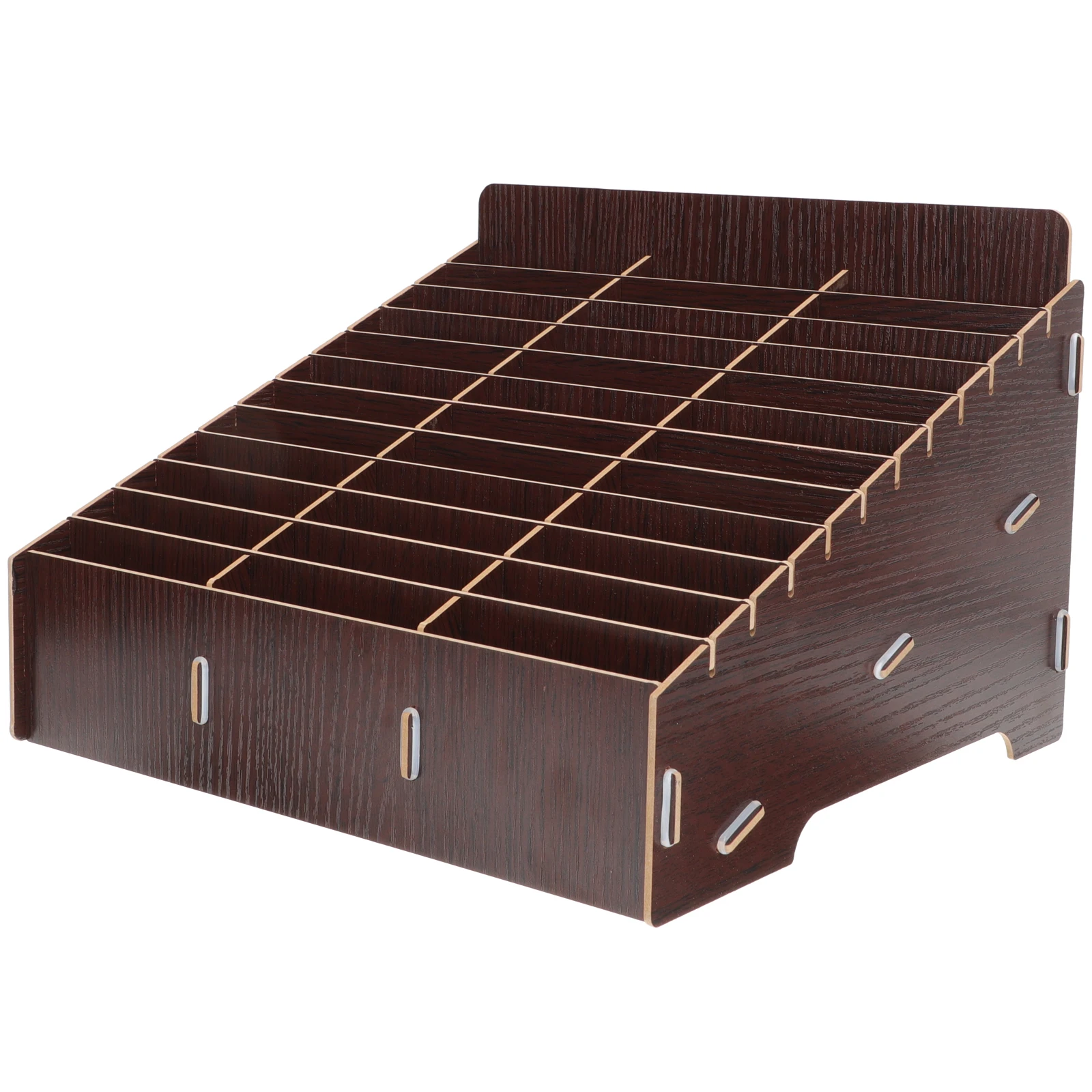 

36-Grid Phone Box Walnut Color Phone Storage Case Classroom Meeting Desk Organizer Multi-grid Case Mobile Display
