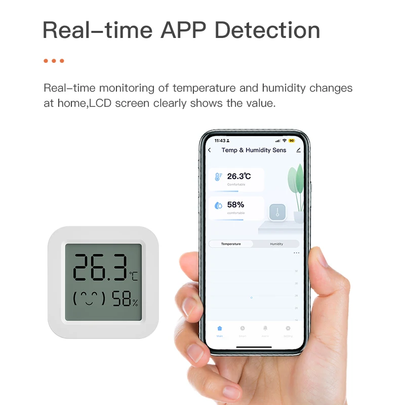 Tuya-Smart Home Sensor de Temperatura e Umidade com Tela LCD, WiFi, Funciona com Alexa, Google Assistant, Vida Inteligente, Umidade Temp