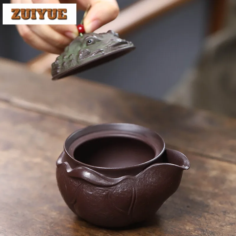 160ml Handmade Yixing Purple Clay Pot Small Capacity Golden Toad Hand Grab Teapot for Infusion Raw Ore Zisha Tea Maker Kettle - Image 2