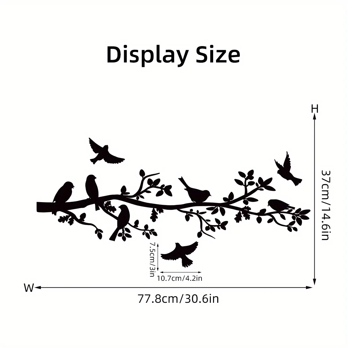 Black Branch Bird Silhouette Art Wall Stickers Removable for Bedroom Living Room Sofa Background  Decoration Wall Decals