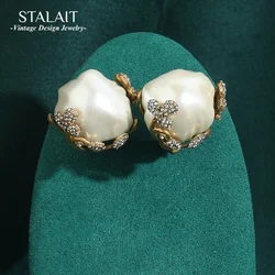 Baroque Shell Bulb Large Shapes Pearls Earrings Irregular Women Bride Antique Vintage Gold Color Jewelry Gifts for Women Useful