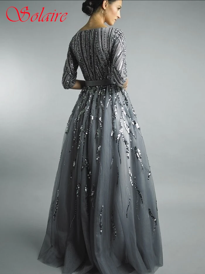 تخصيص ألف خط طاقم الرقبة نصف الأكمام فستان سهرة أنيق موضة حساسة مفصل مناسبة فساتين عالية الجودة فستان الحفلات