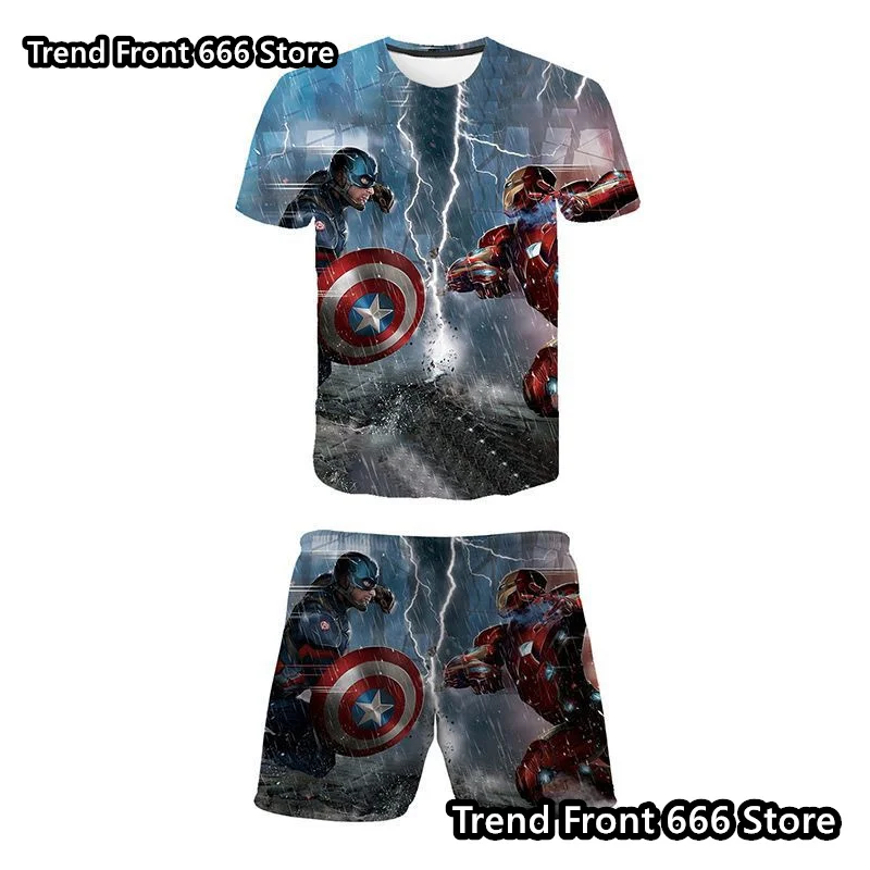 Deadpool Avengers Summer Marvel Superheroes Kids t shirt Shorts 2 Piece Set 3D Prited Boys T shirts Shorts Children Tracksuit