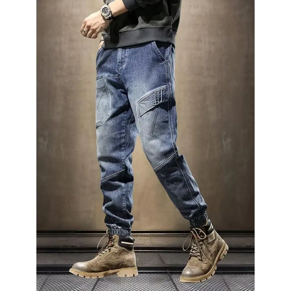 

Мужские джинсы в американском ретро-стиле, осенние, модные, брендовые, с отворотами, универсальные повседневные брюки Haome для мужчин