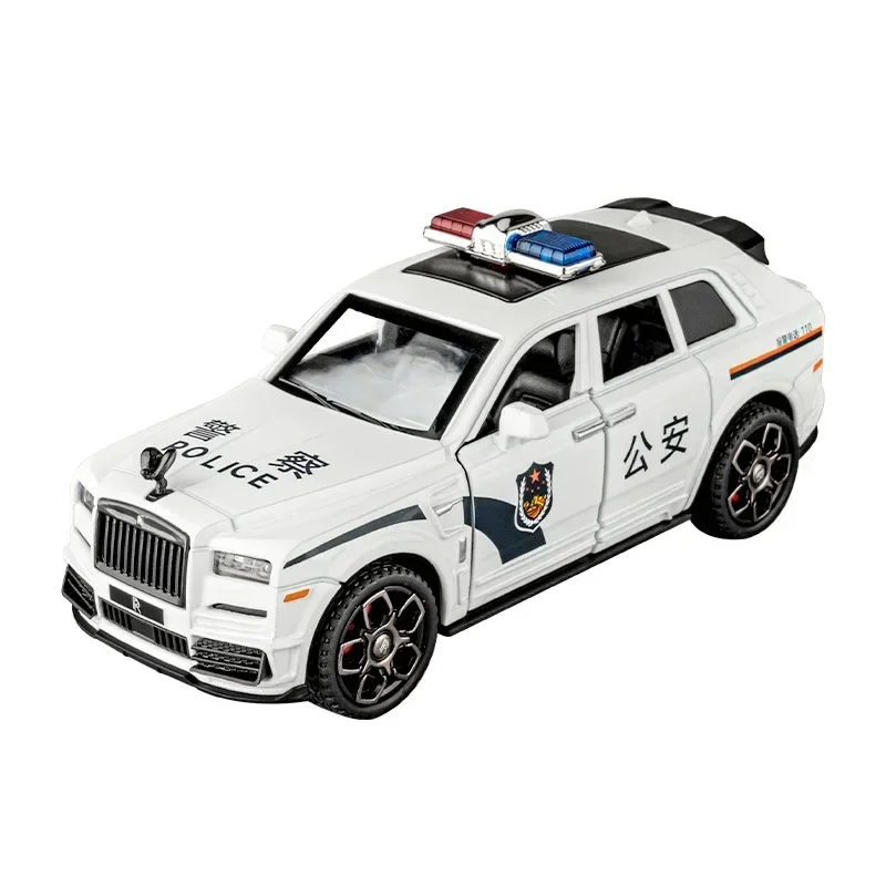 1:36 Rolls Royce Cullinan Police Car Alloy model samochodu Sound Light Pull Back High Simulation Diecast Car Zabawka dla dzieci Prezent