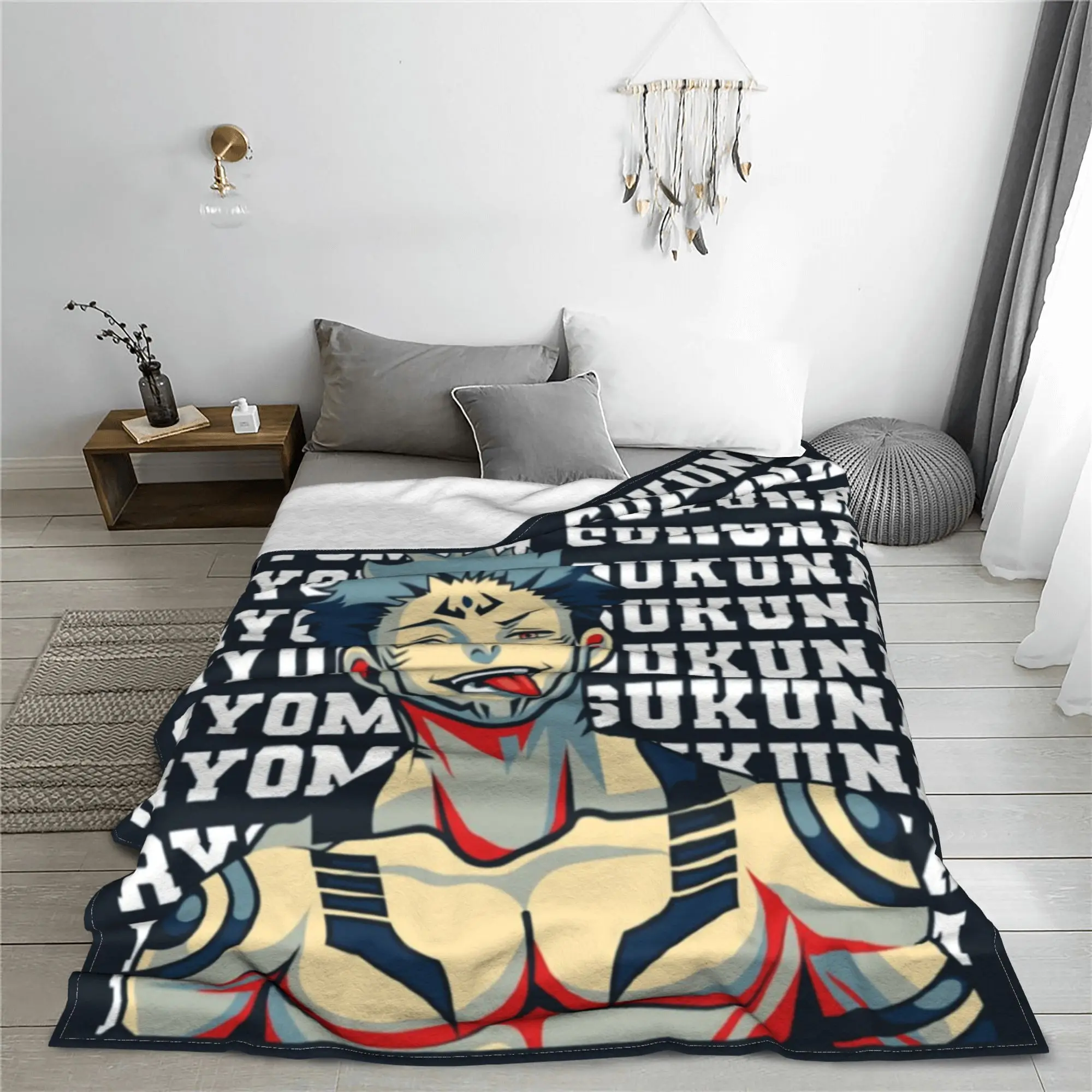 Jujutsu Kaisen Ryomen Sukuna Blanket Velvet Decoration JK  Multifunction Super Soft Throw Blanket for Bedding Office Bedspread