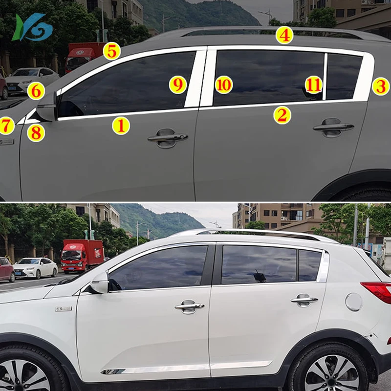 

2011-2015 For Kia Sportager 22PCS Stainless Steel Side Sill Trim Cover Kits