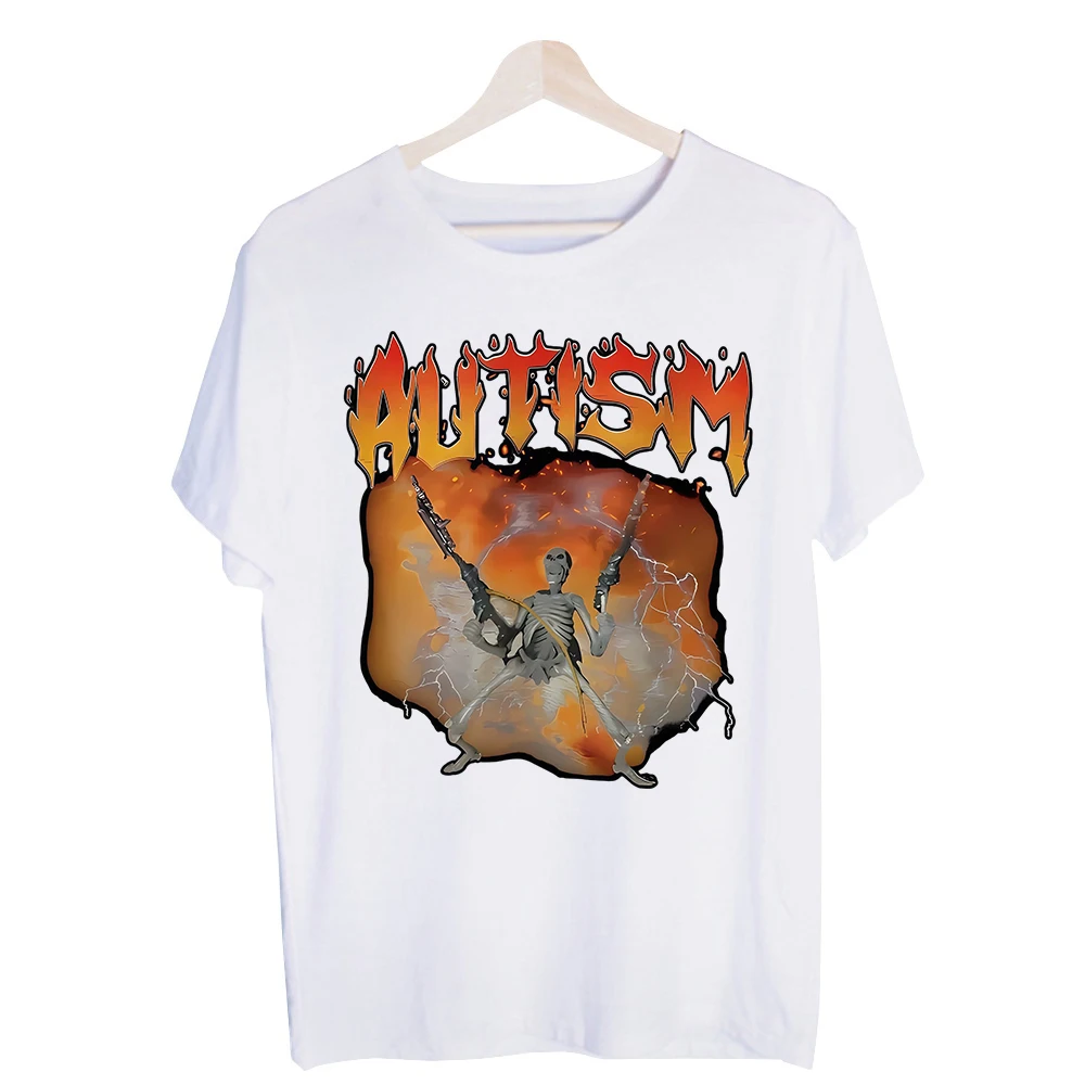 Men's Skeleton with Weapons and Flame Text Graphic Tee, Short Sleeve Crew Neck Streetwear T-Shirt for Casual Everyday Wear