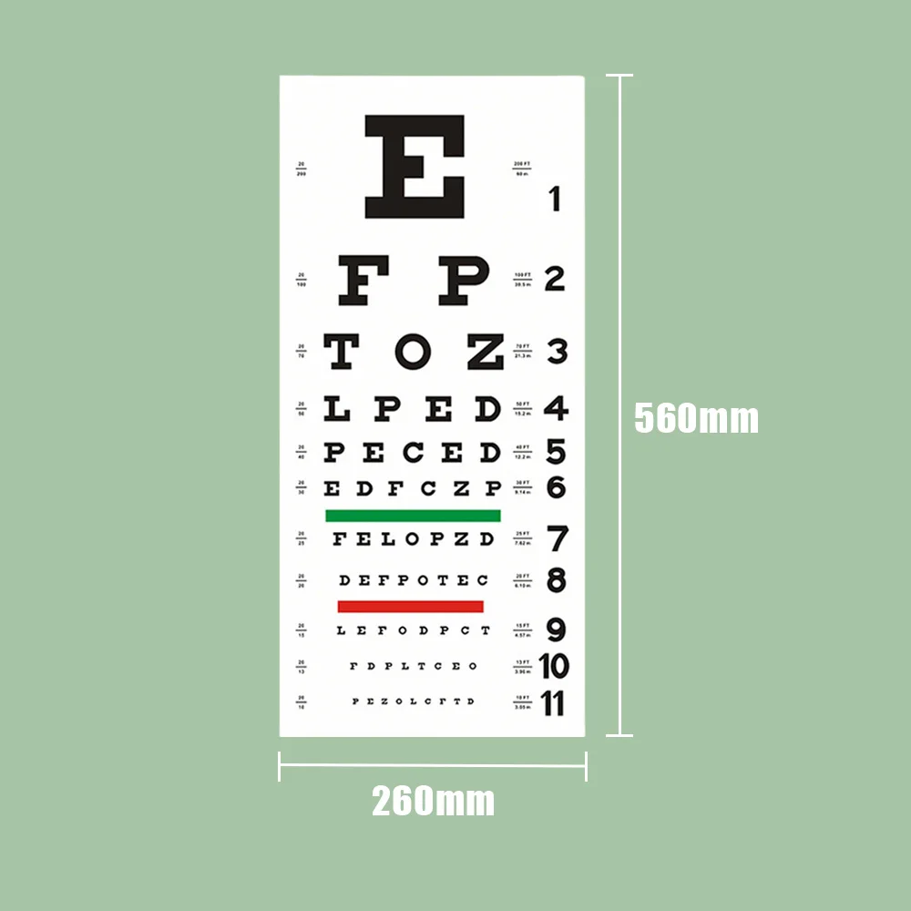 1 Sheet Snellen Eye Chart for Eye Exams 20 Feet 22*10.23inches Low Vision Eye Test Charts for Exams Accessories