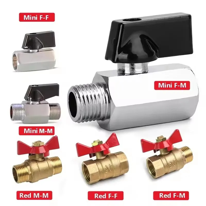 Brass Ball Valve Air Compressor Water Gas Oil Shut Off Valve 1/8" 1/4" 3/8" 1/2" BSP Threaded Mini Male To Female