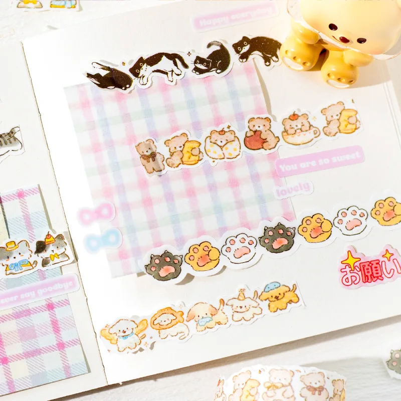 1Pc Cartoon Animals Series Washi Tape Cute Sticker Decorative Collage Adhesive DIY Scrapbooking Hand Made Masking Stationery