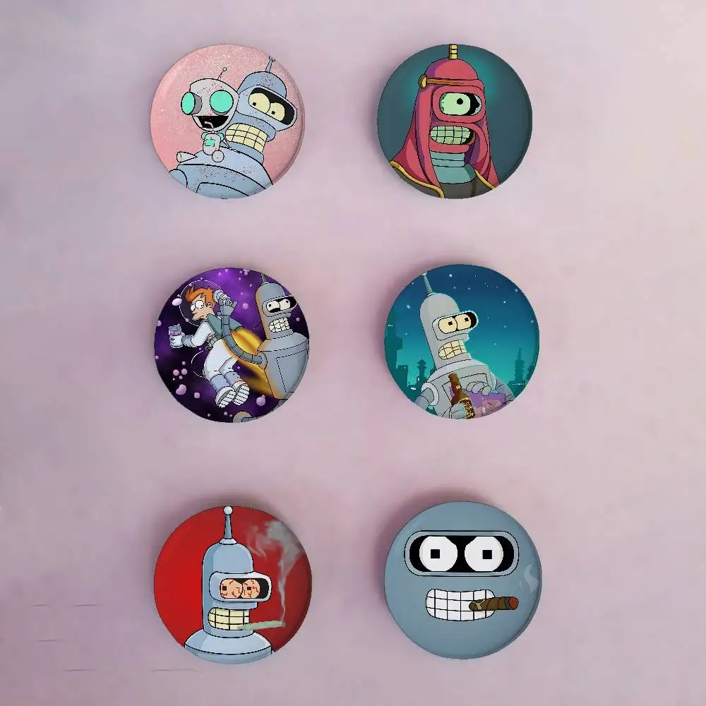 F-Futuramas-Bender Anime Badges Tinplate Soft Button Pin Brooch Metal Badge Custom Jewelry Accessories Hat Bag Lapel