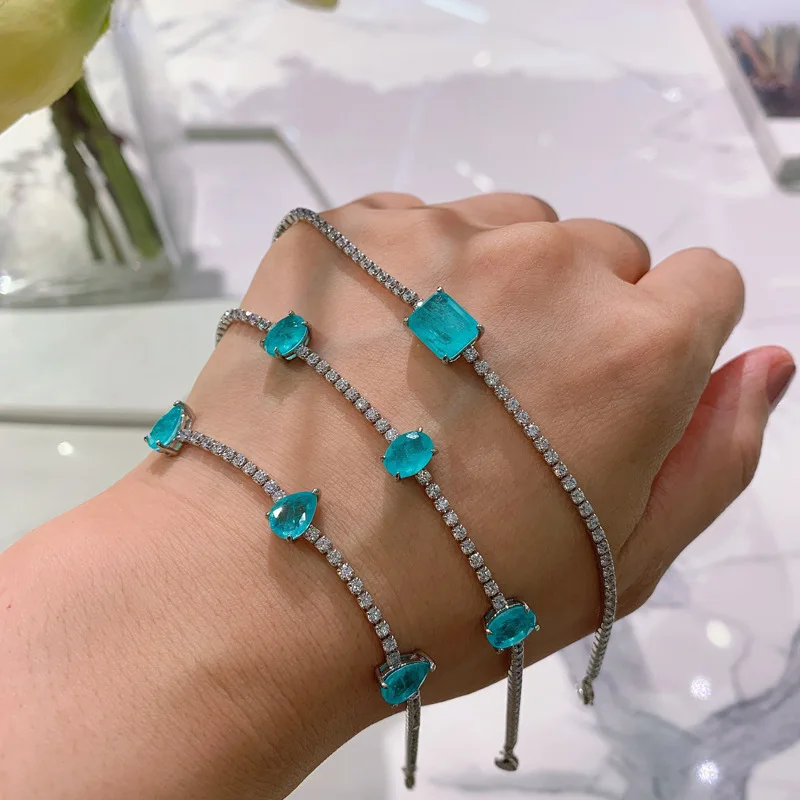 Jewelry Internet Hot Fresh Korean Fashion Emerald Imitation Paraiba Bracelet