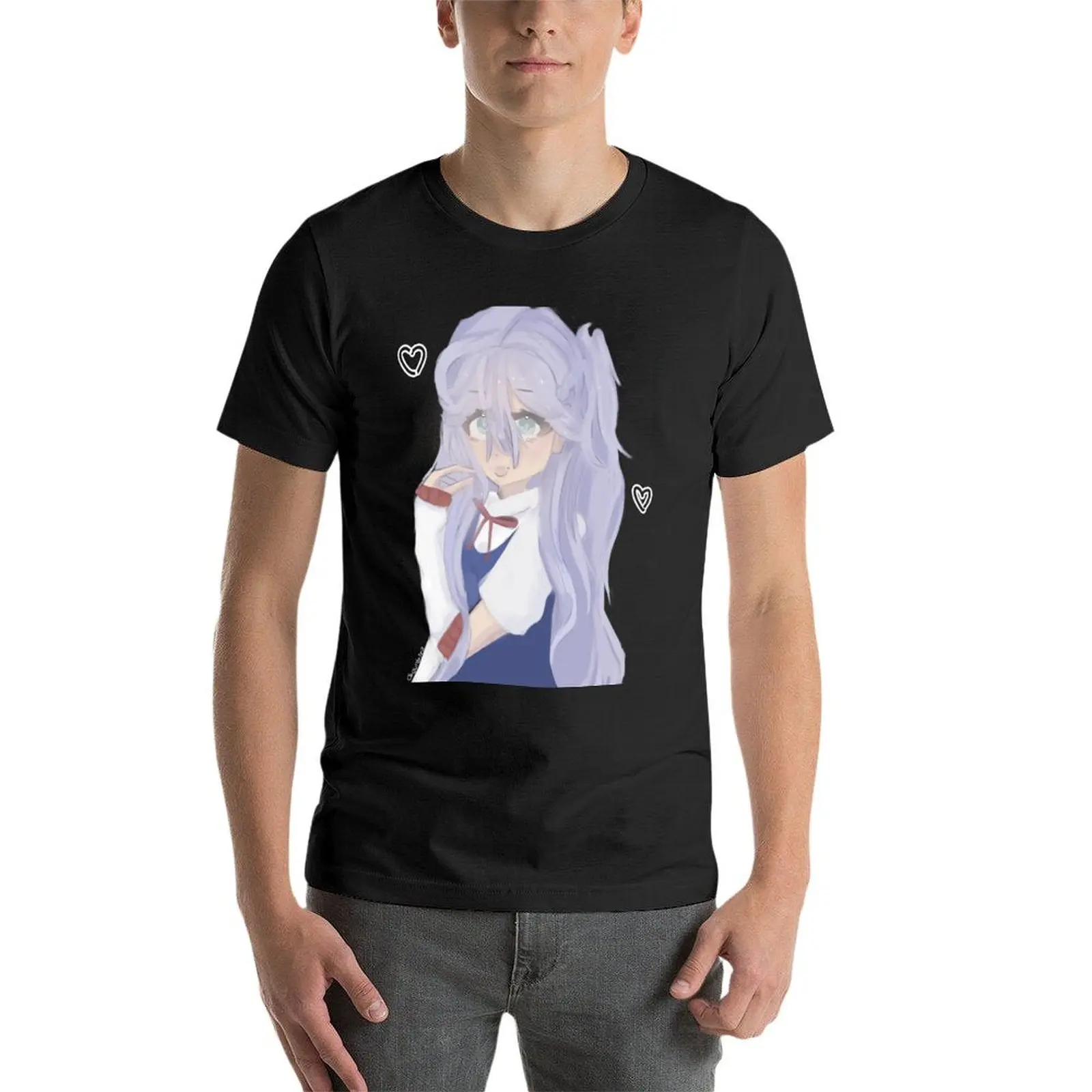 Camiseta de Manga de Anime Kawaii para niñas, ropa estética de secado rápido, camisetas negras lisas, regalo divertido para hombres