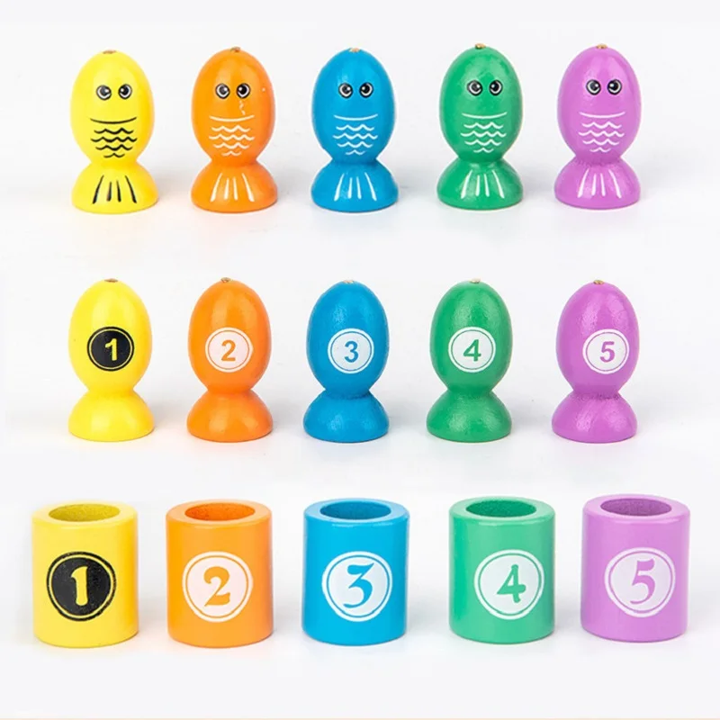 Magnetic Fishing Game Digital Color Cognition Wooden Toys For Children Montessori Early Learning Educational Game