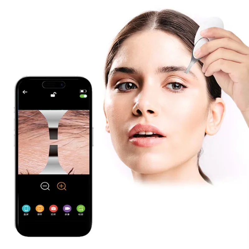 

beauty makeup tool stainless steel eyebrow beard clip electric vision eyebrow tweezers high definition camera