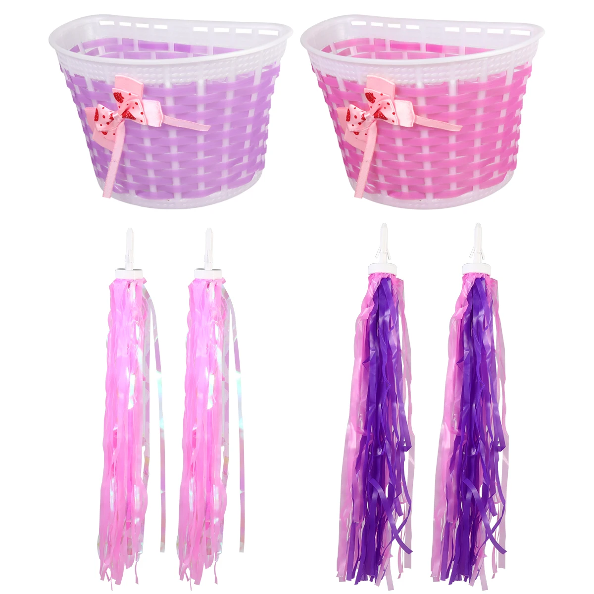 

6pcs Bike Handlebar Streamers Kids Scooter Basket Decor Accessories Ornament Glossy Color Durable Material Perfect Gift Bike