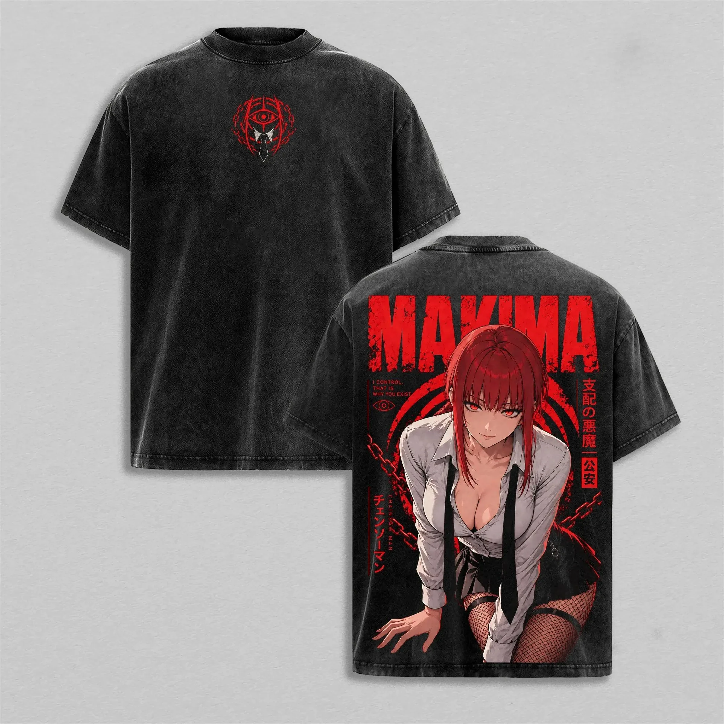 3D Full Print Anime Girl Back Print T-shirt Unisex Short Sleeve Tee, Retro Japanese Manga Streetwear Top for Men Women Harajuku