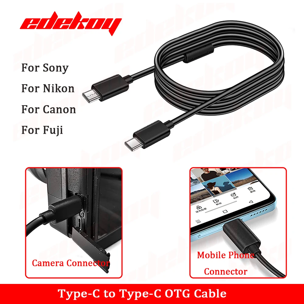 Kabel OTG TYPEC do TYPEC do aparatów Sony A7R3/A7M3/A7S3/A7R4/A9/A9II, Nikon D780/D6/Z6/Z7/Z5/Z50, Canon EOS R5/R6/R/RP/G5X2/G7 — zdjęcie produktu 5