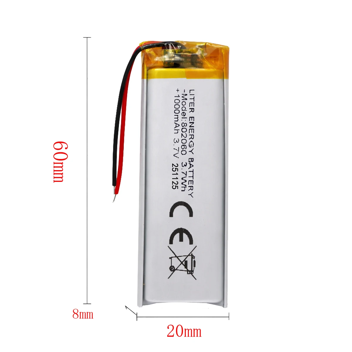 Liter energy battery Good Qulity 3.7V,1000mAH 802060 Polymer lithium ion / Li-ion battery for tablet pc BANK,GPS,mp3,mp4