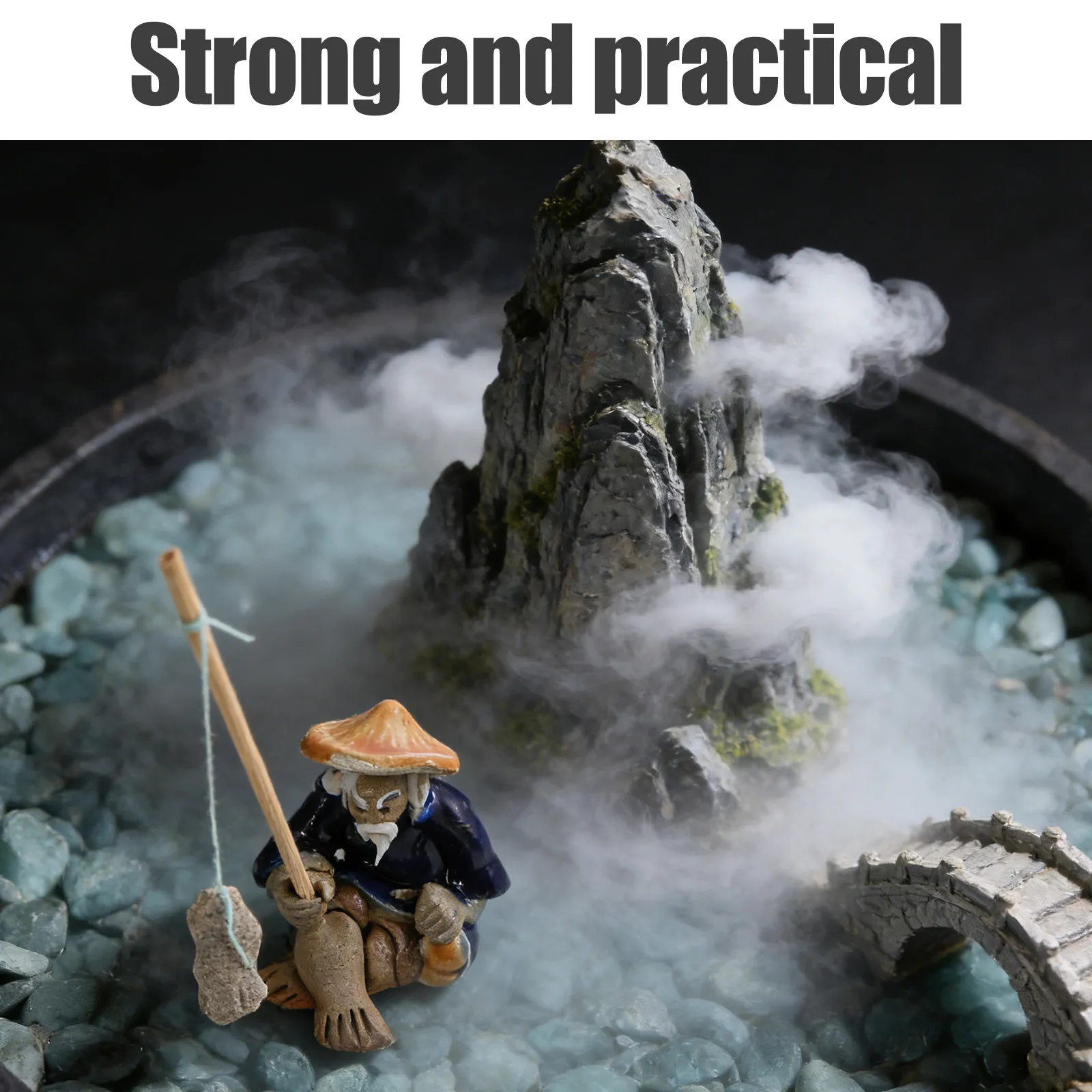 Mini Ceramic Fisherman Statue Sitting Pose Bonsai Fish Tank Fairy Garden Desktop Micro Landscape Ornament Asian