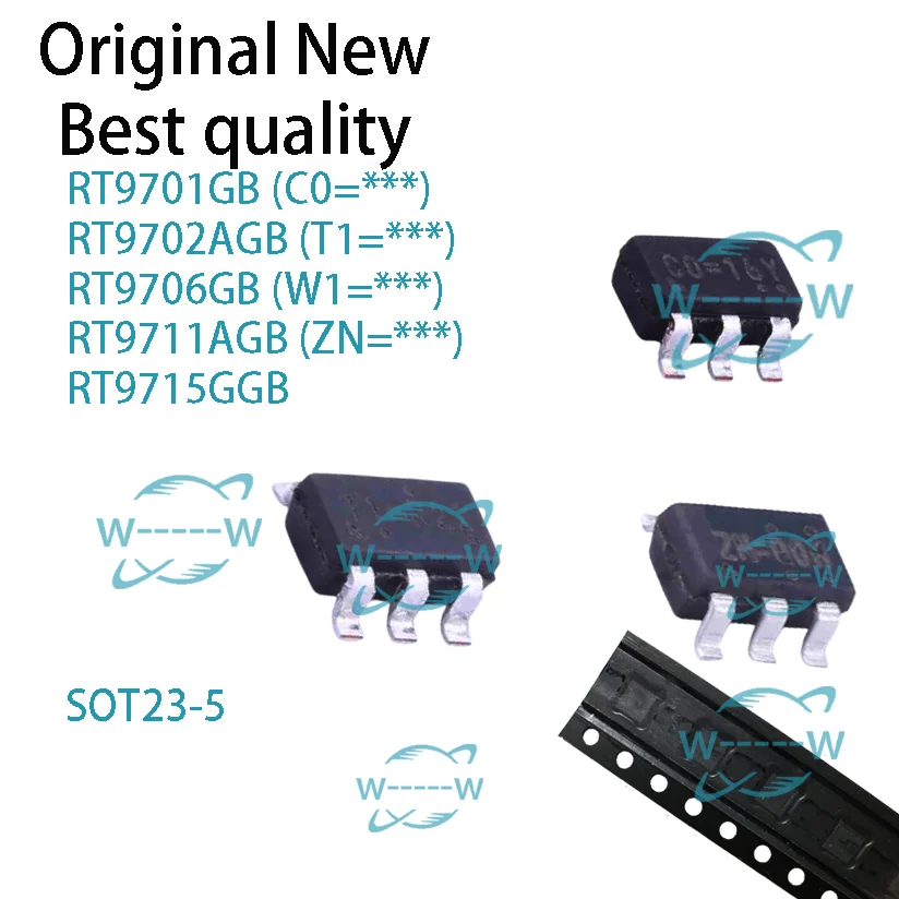 10-50PCS) RT9701GB C0= RT9702AGB T1= RT9706GB W1= RT9711AGB ZN= RT9715GGB RT9701 RT9702A RT9706 RT9711A RT9715 SOT23-5 IC CHIP