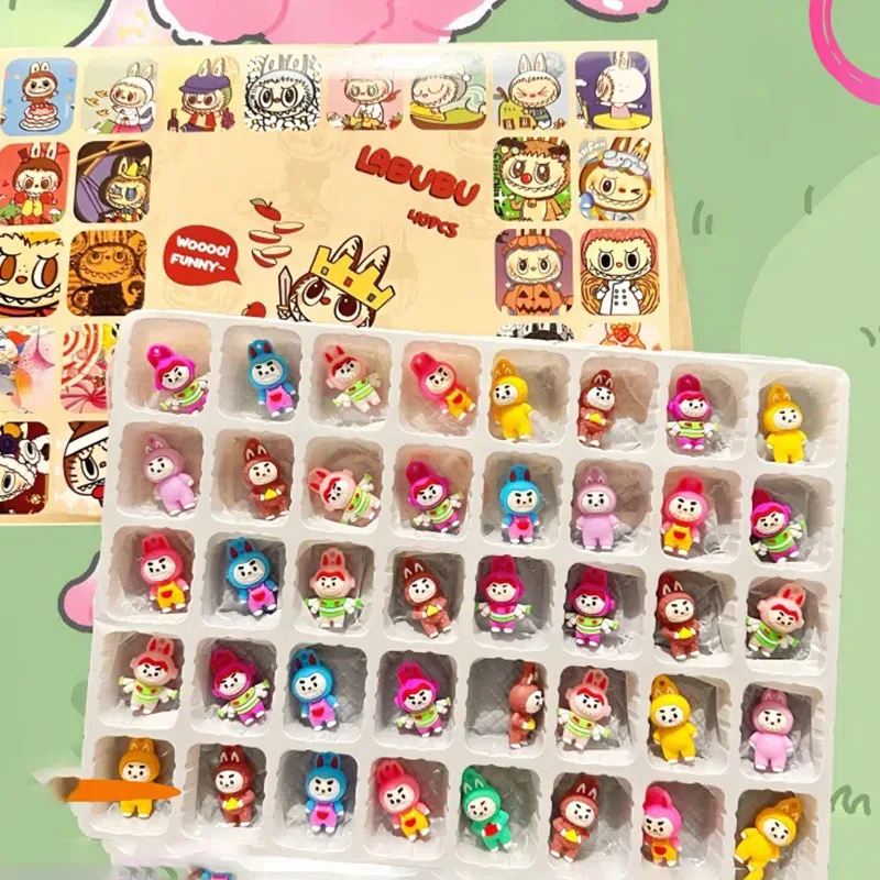 

40pcs LABUBU Doll Cartoon Hole Outfit Children Handmade PVC Figurine Cute Pendant Ornament Surprise Birthday Girl Gift