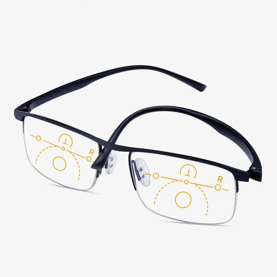 NONOR Multifocal Progressive Reading Glasses Half Frame Dual-use Anti-Blue Light  Automatic Adjustment Eyewear