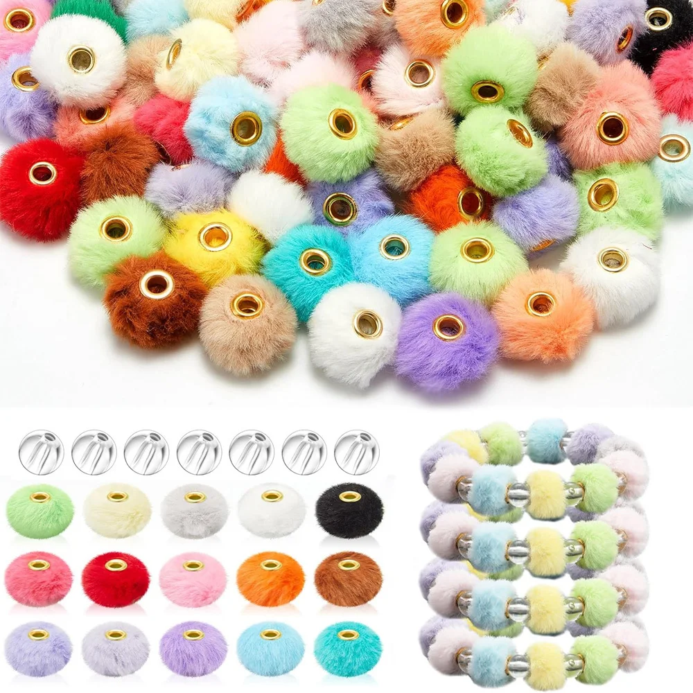 15/25/35pcs Multi-color Polyester Fiber Beads and Glass Beads, Used for DIY Accessories, Christmas and Thanksgiving Decorations