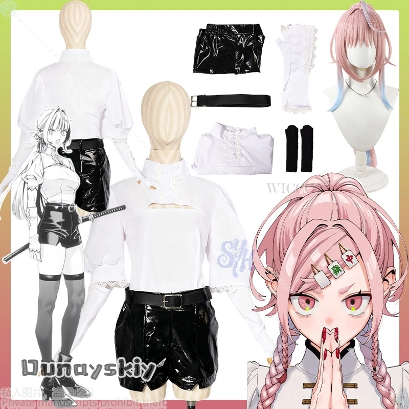 

Nei Takarai Cosplay Gokurakugai Anime Costume{NinoNiko Cos}Chinese Qipao Uniform Pu Shorts Pink Jirai Kei Girls Halloween Party