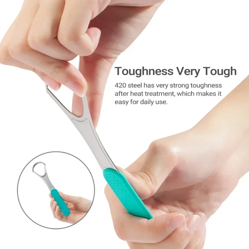 420Stainless Steel Double Layer Tongue Scrapers Mouth Cleaner Silicone Handle with Box Packing Dental Oral Care Cleaning Brush