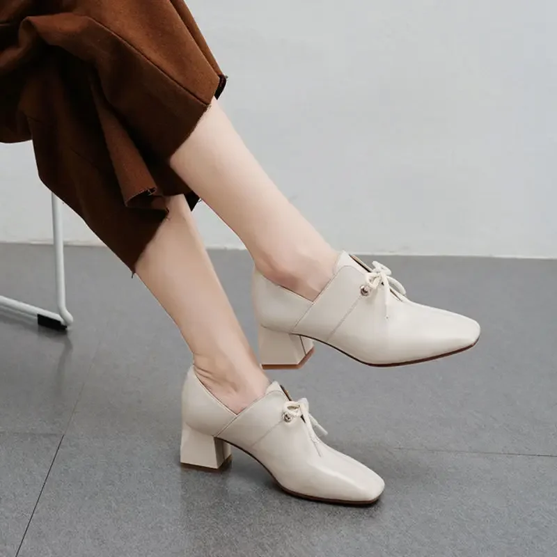 Women's Shoes Square Toe High Heels Ladies Pumps Casual On Heeled Beau Today Korean Style Quick Delivery With Promotion Hot