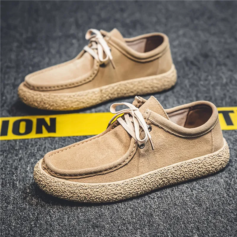 Retro Casual Men Shoes Luxury Suede Leather Loafers Men Sneakers Comfor Soft Sole Driving Shoes Men Walking Shoes tenis hombres