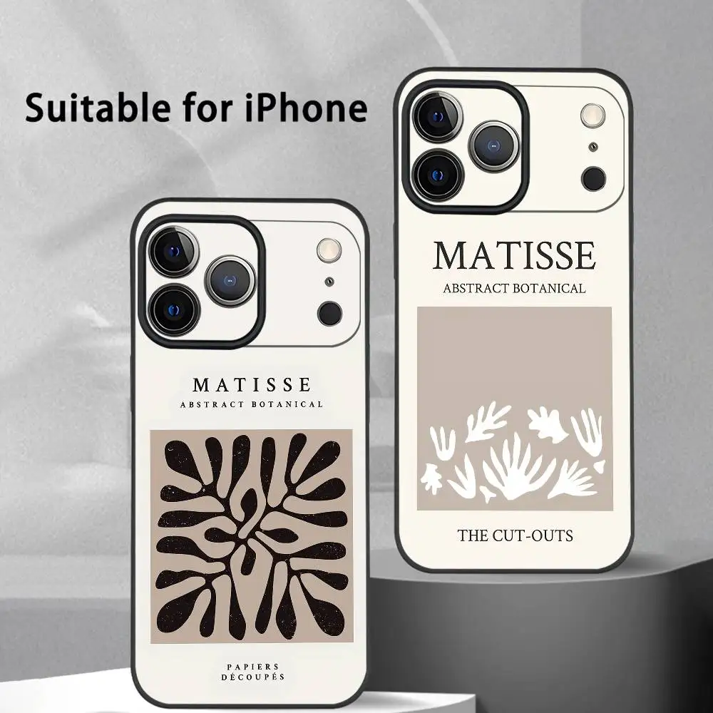 H-Henri Matisse INS Abstract Phone Case For IPhone 17 16 15 14 13 12 11 Pro Max Plus Mini Black Frosted Soft Shell Funda