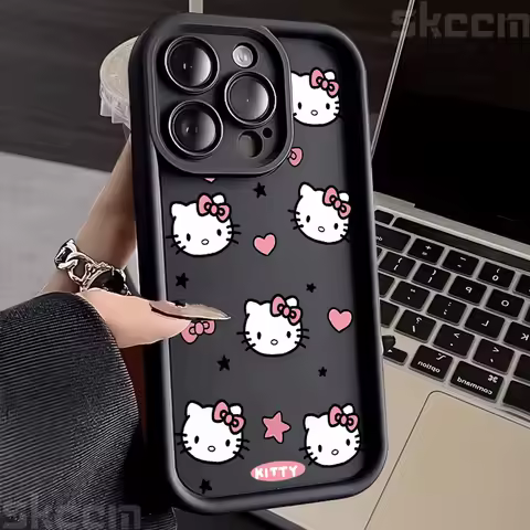Hello Kitty Love Face Pink Bow Phone Case For Samsung Galaxy S25 Ultra S24 S23 S22 Plus S21 FE S20 A55 A54 A15 A35 Cover