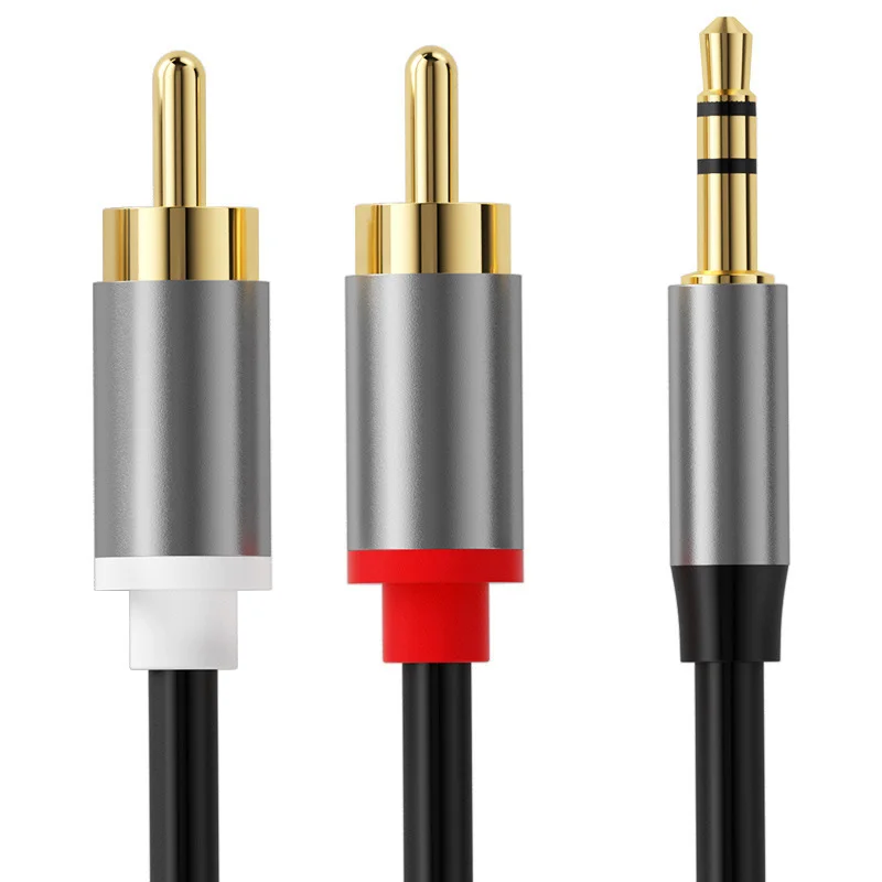 Audio cable 3.5mm 3pole jack male to 2rca male double lotus cable computer audio phone plug audio adapter L1