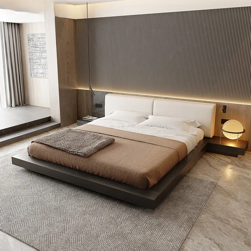 Factory Custom Northern Modern Minimalist Tatami Platform Bed Nordic Japanese Style Floor Double Bed
