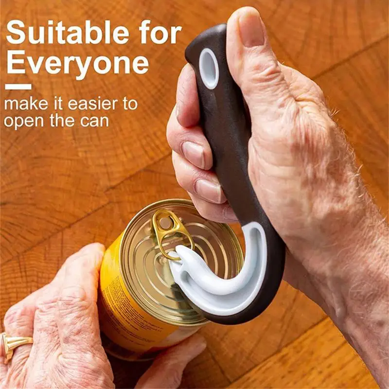 Ring Pull Can Opener Multifunctional Portable J-shaped Bottle Opener Easy To Open Can With Lock Ring Kitchen Accessories