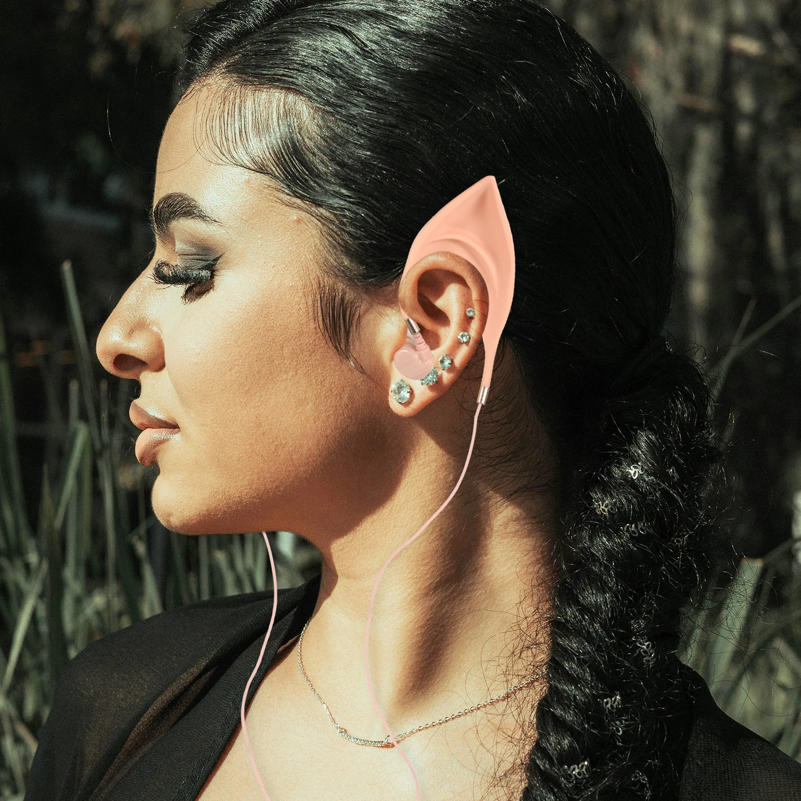 

Elf in-Ear Earbuds Hands-Free Headphones Mic Compatible 35mm Gold-Plated Connector for Cosplay Halloween Party